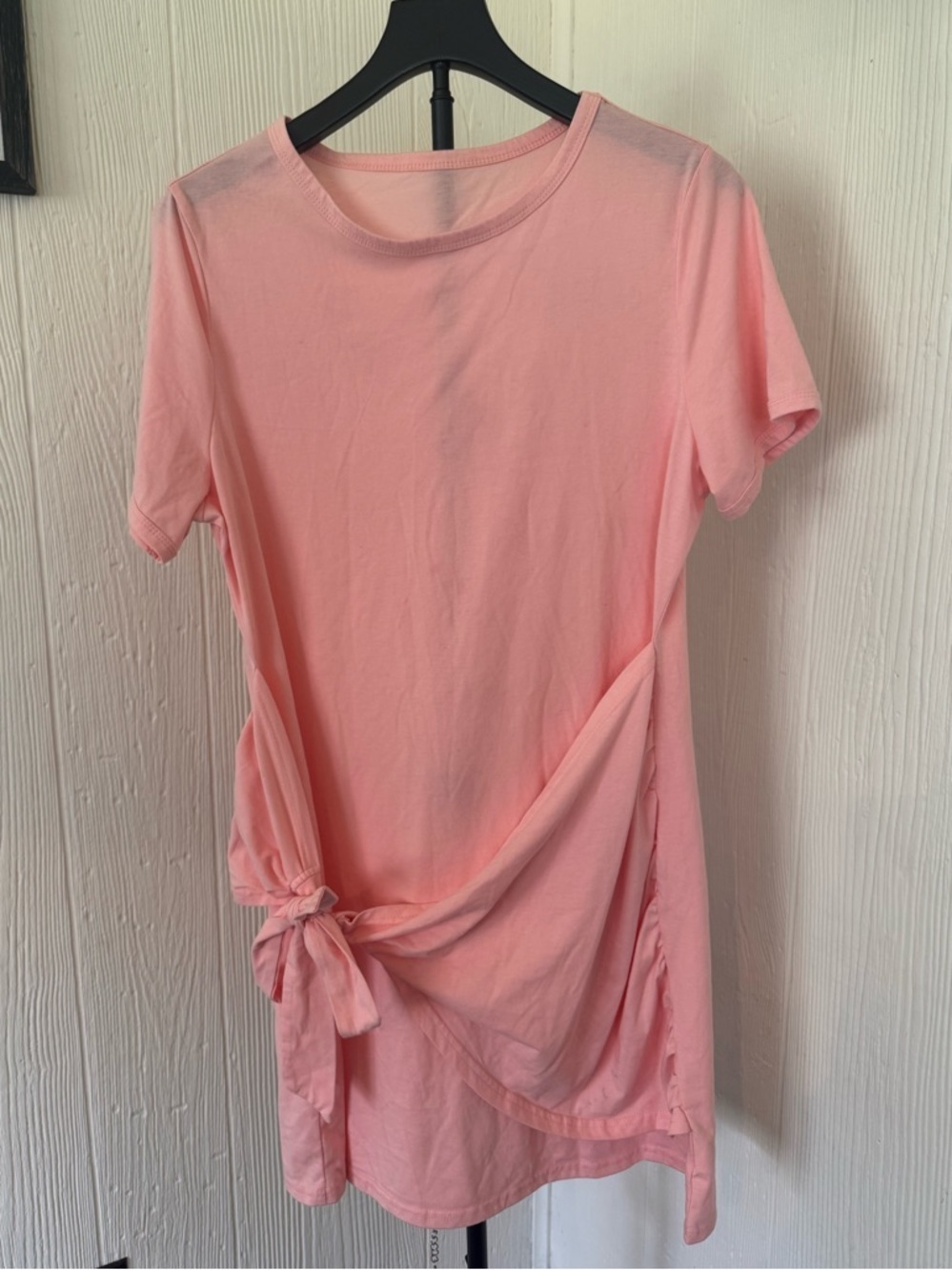Women's Pink Tie-Side Short Sleeve Dress